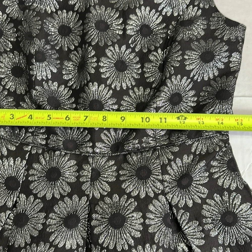 Talbots Metallic Black Sleeveless Pleated A Line Cocktail Dress Size 2‎ Formal